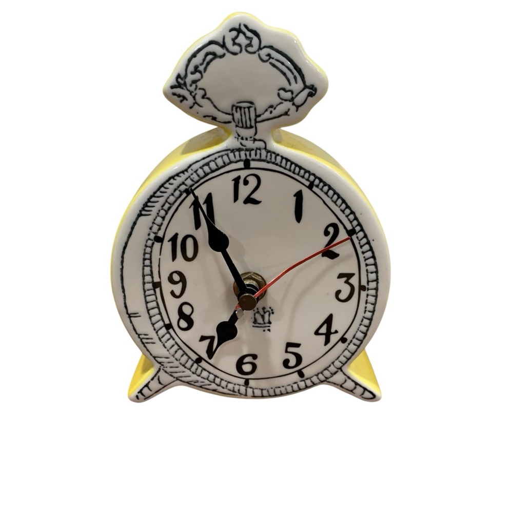 Molly‎ Hatch Anthropologie Tick Tock Clock Yellow Ceramic Desk Table Decor